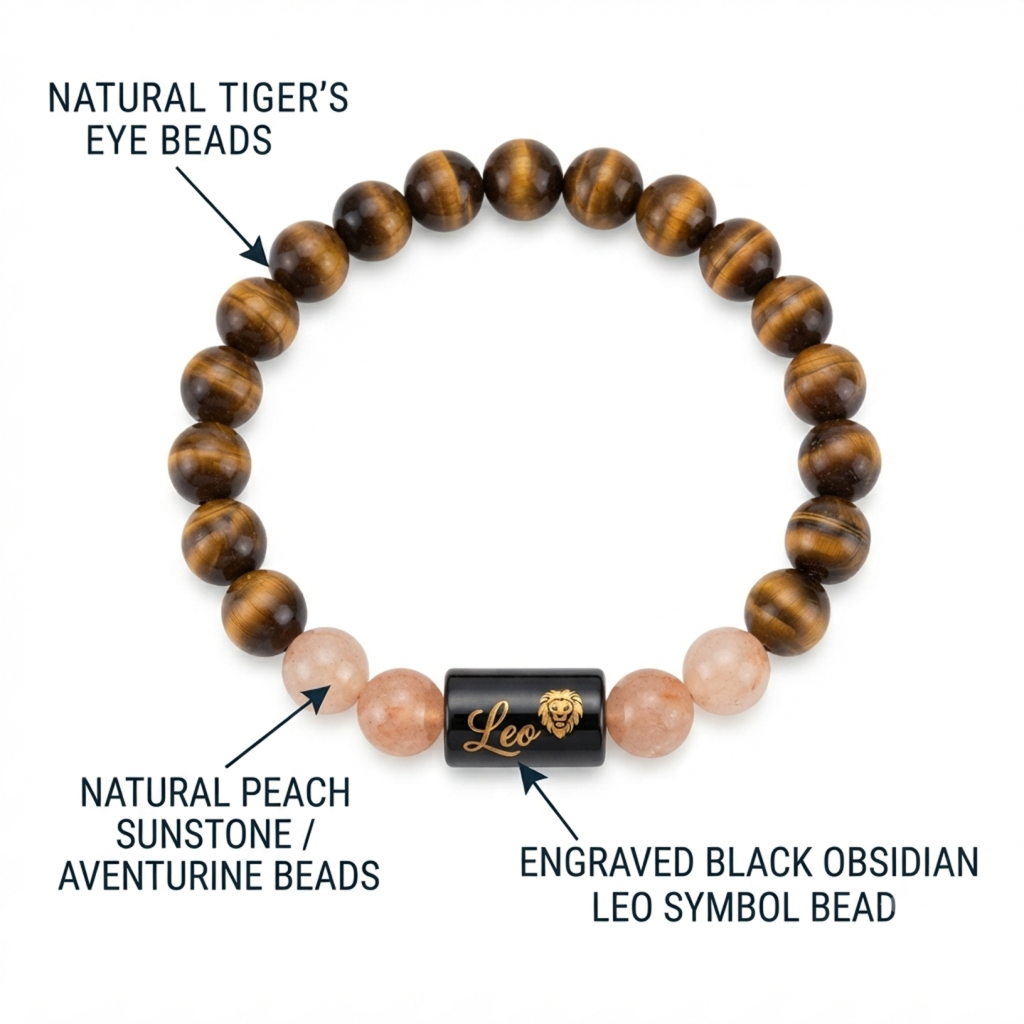 Leo Zodiac Confidence & Success Tiger's Eye Bracelet