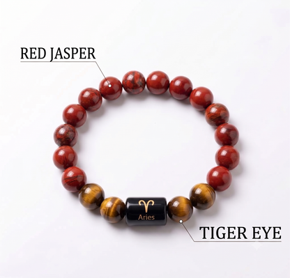 Aries Zodiac Vitality & Courage Gemstone Bracelet