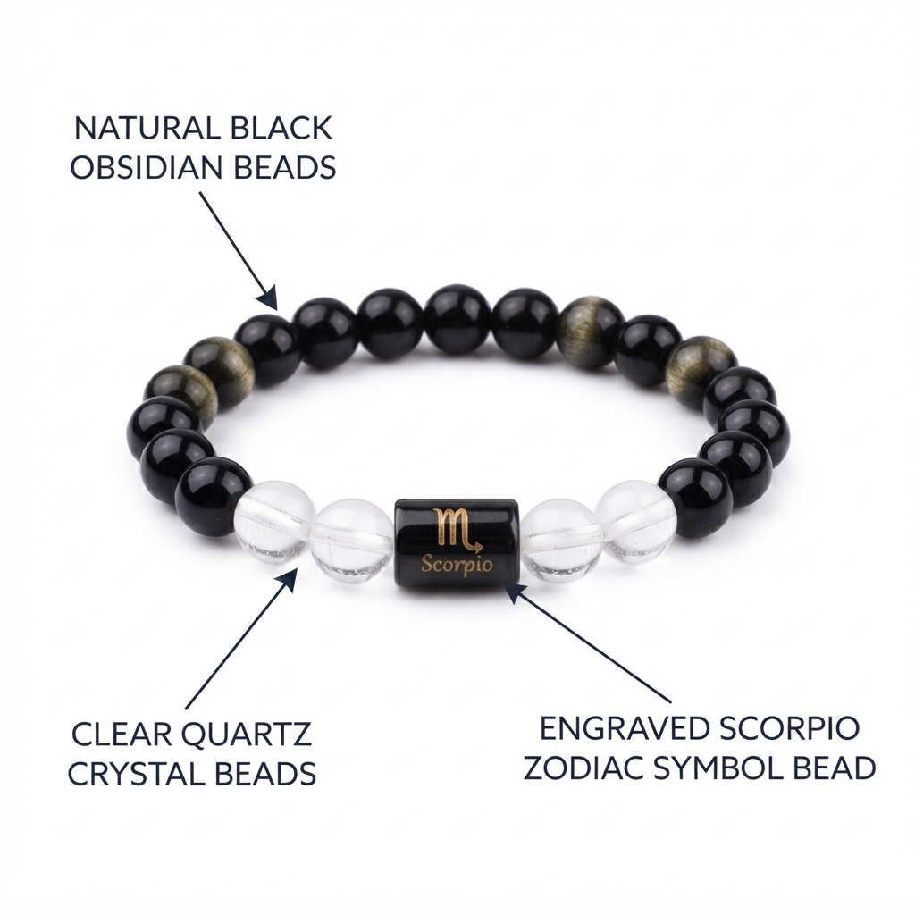 Scorpio Zodiac Protection & Transformation Obsidian Bracelet