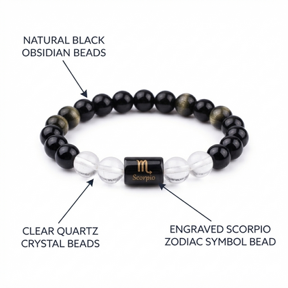 Scorpio Zodiac Protection & Transformation Obsidian Bracelet