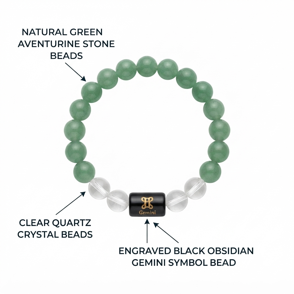 Gemini Zodiac Communication & Balance Aventurine Bracelet