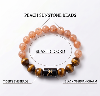 Pisces Zodiac Intuition & Harmony Gemstone Bracelet