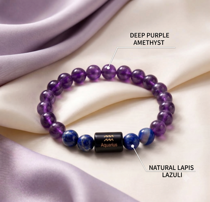 Aquarius Zodiac Natural Gemstone Healing Bracelet