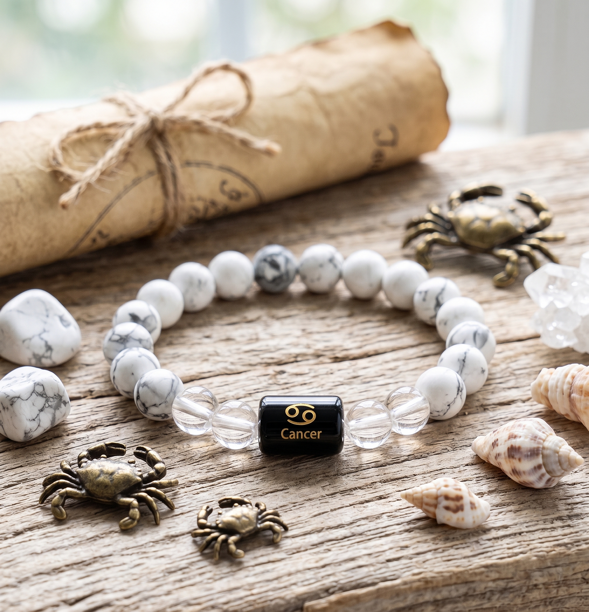 Cancer Zodiac Emotional Peace Howlite Bracelet