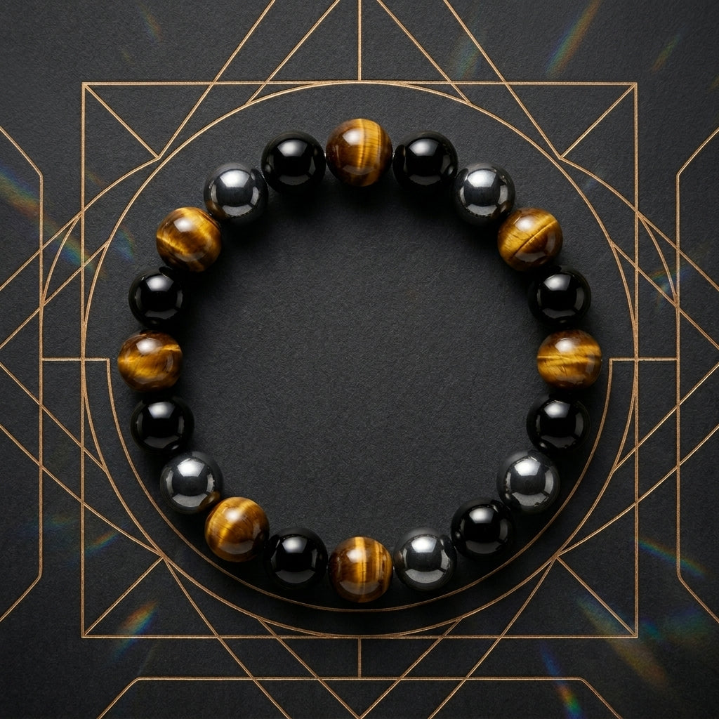 Triple Protection Bracelet – Authentic Obsidian, Tiger’s Eye & Hematite Energy Shield