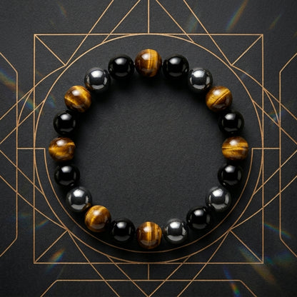 Triple Protection Bracelet – Authentic Obsidian, Tiger’s Eye & Hematite Energy Shield