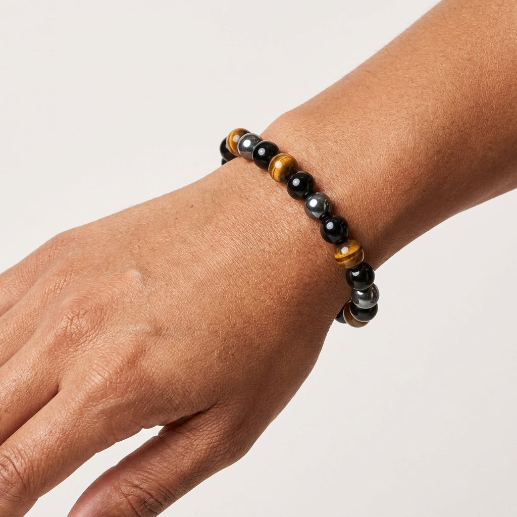 Triple Protection Bracelet – Authentic Obsidian, Tiger’s Eye & Hematite Energy Shield