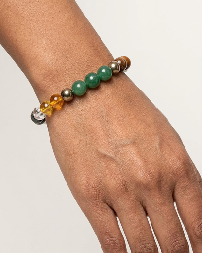 Money Magnet Abundance Bracelet – Citrine, Pyrite, Tiger’s Eye & Green Aventurine