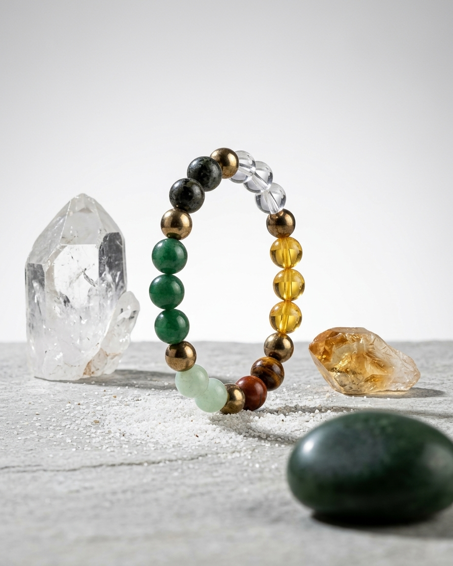 Money Magnet Abundance Bracelet – Citrine, Pyrite, Tiger’s Eye & Green Aventurine