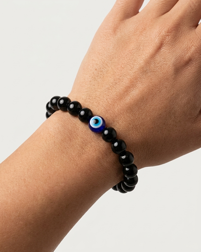 Evil Eye & Black Obsidian Protection Bracelet – Shield of Positivity