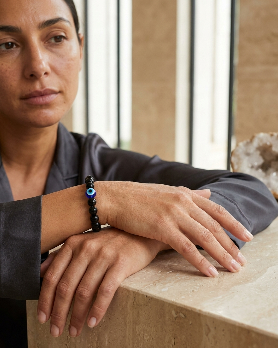 Evil Eye & Black Obsidian Protection Bracelet – Shield of Positivity