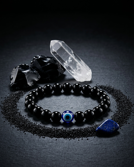 Evil Eye & Black Obsidian Protection Bracelet – Shield of Positivity